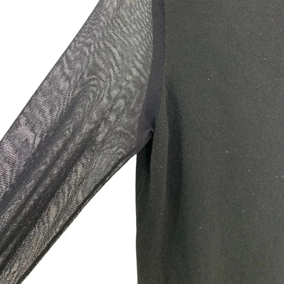 Fuzzi by Jean Paul Gaultier Sweater Sheer Sleeve V Neck Top Black Size XS NWT - Picture 6 of 10